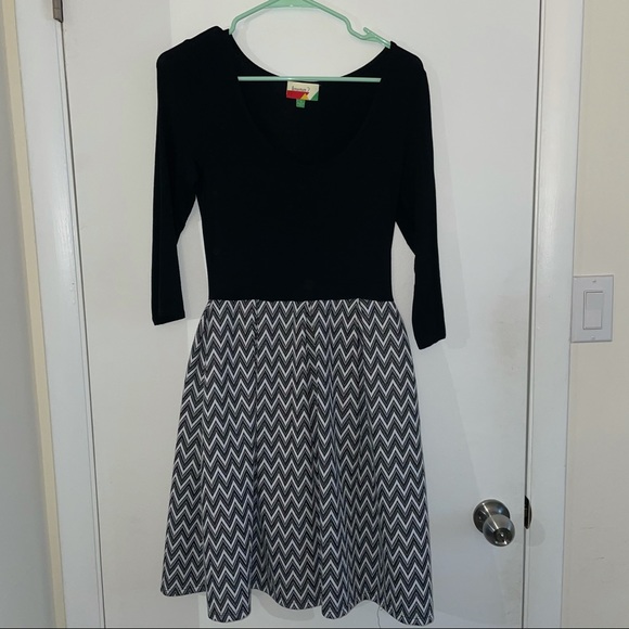 Modcloth Bistro Tasting Twofer Black White Dress S - Picture 4 of 5